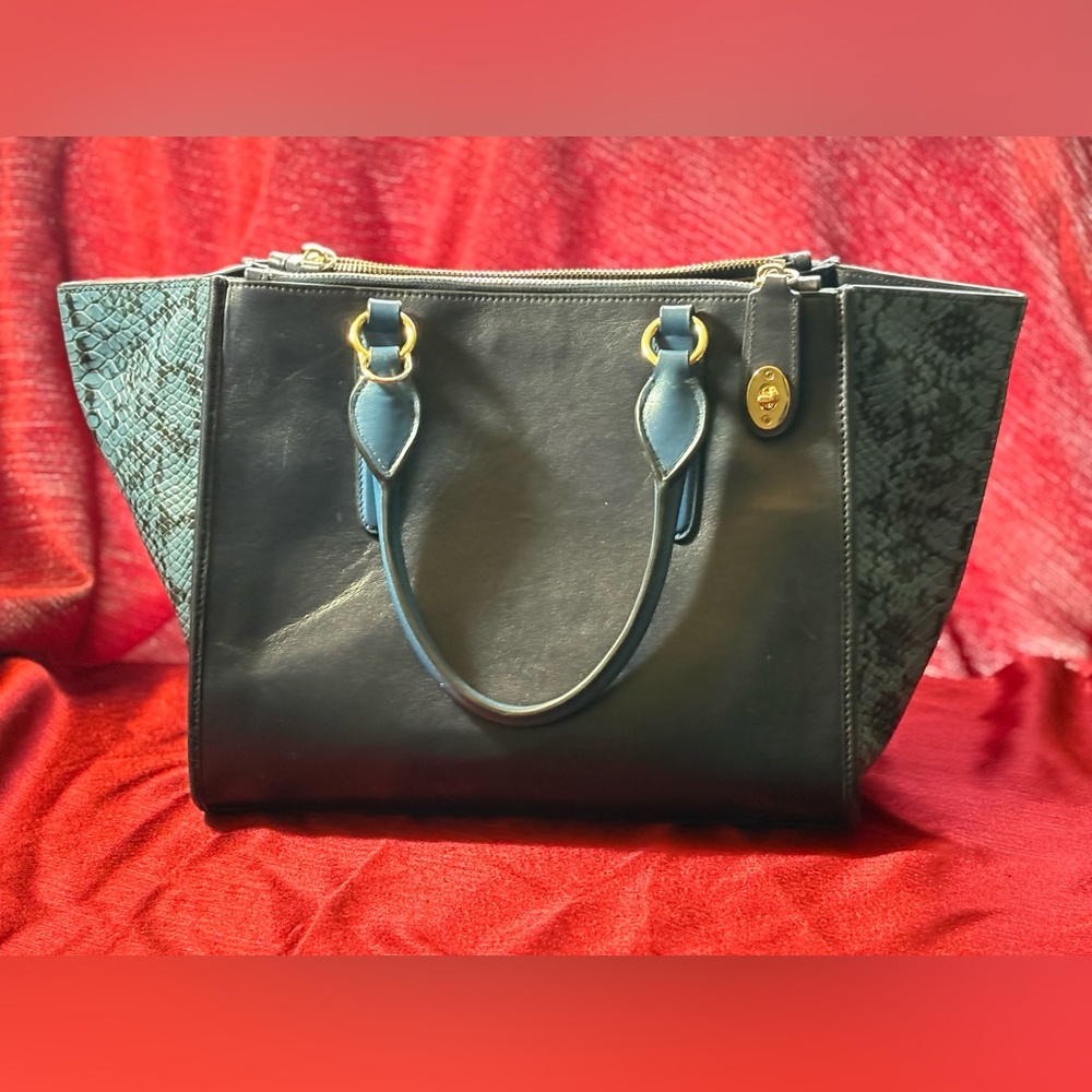 Coach Crosby Carryall Blue with Embossed Snakeskin, Retired - Picture 14 of 17